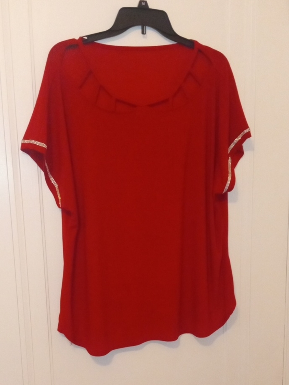 Red Short Sleeve Top with Metallic Trim (XXL)